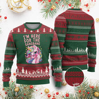Funny Adult Humor Ugly Christmas Sweater I Am Here For The Gangb*ng