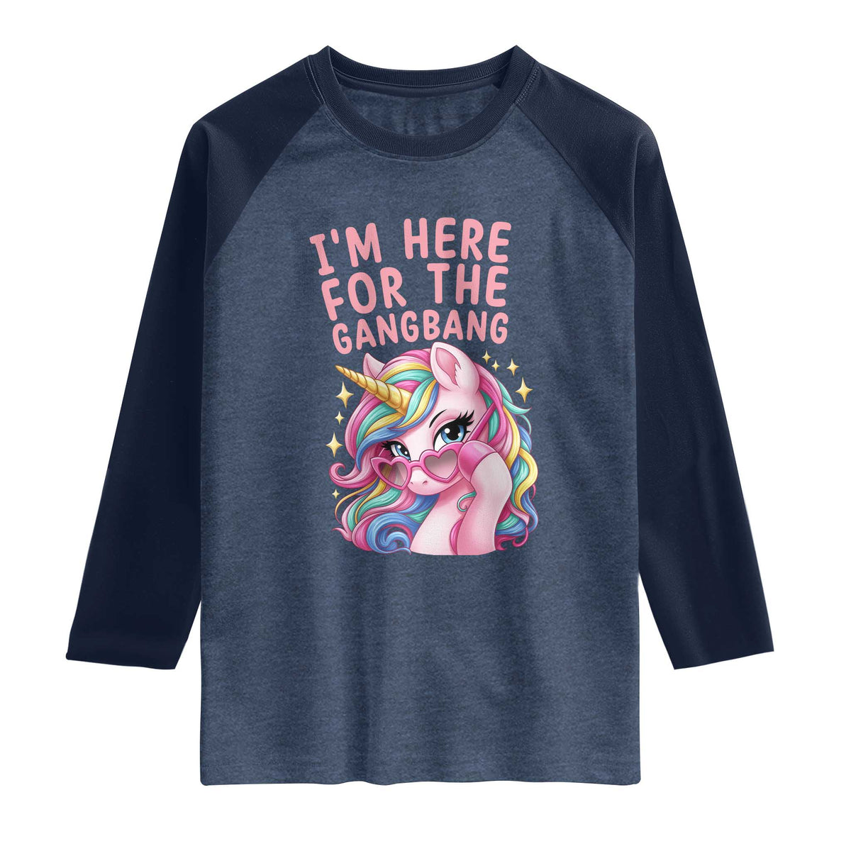 Funny Adult Humor Raglan Shirt I Am Here For The Gangb*ng