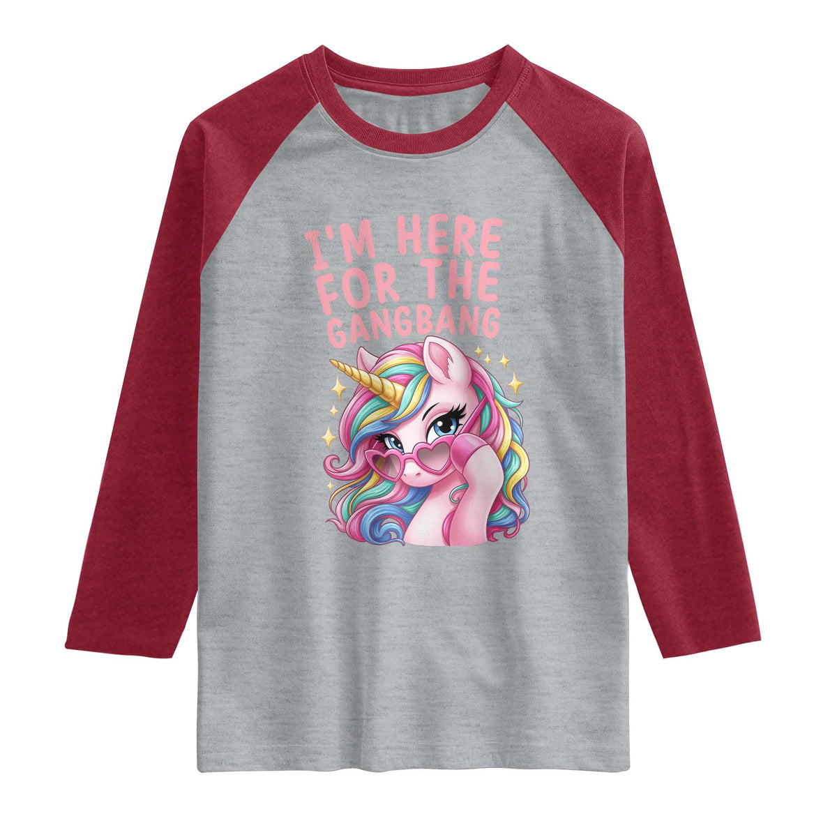 Funny Adult Humor Raglan Shirt I Am Here For The Gangb*ng