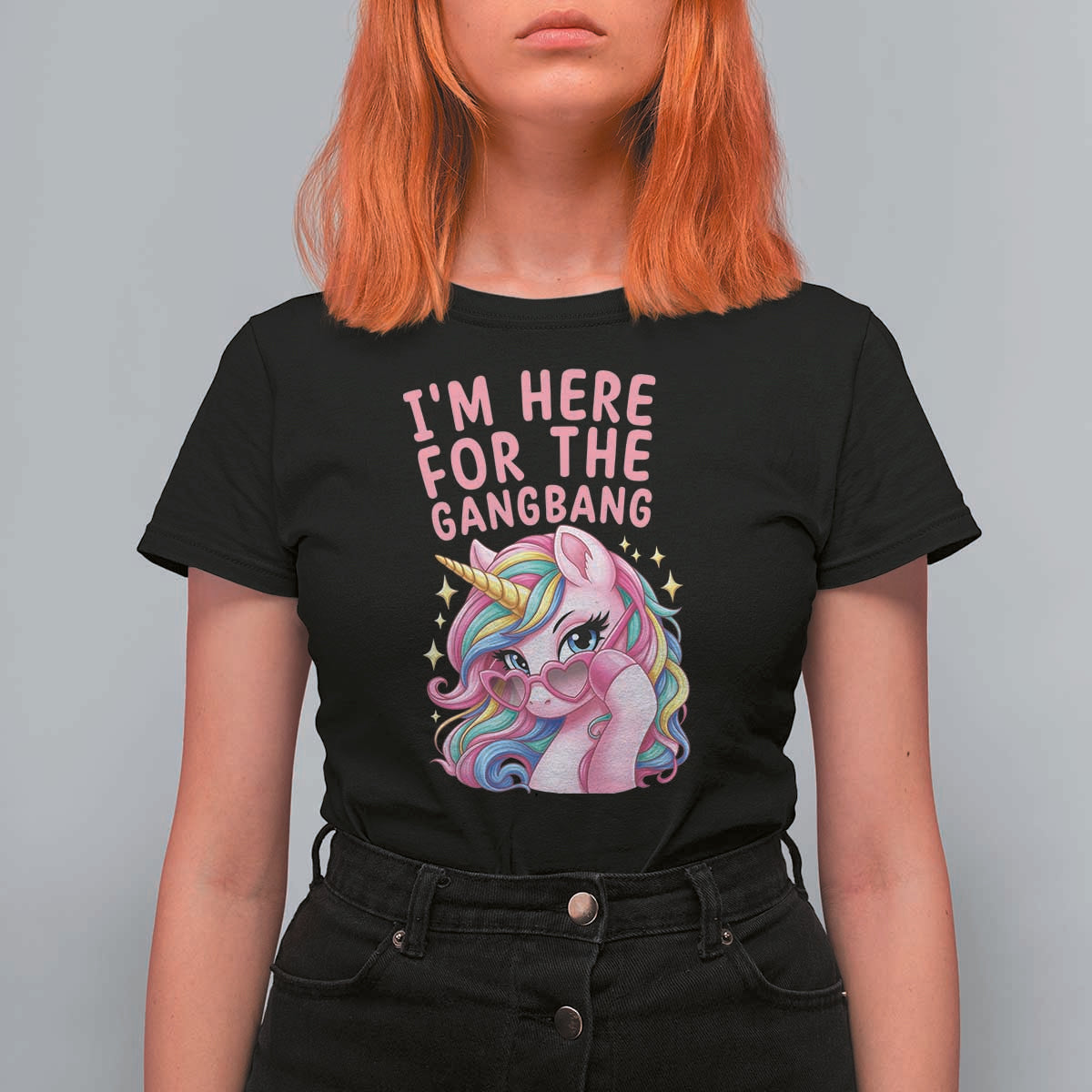 Funny Adult Humor T Shirt For Women I Am Here For The Gangb*ng