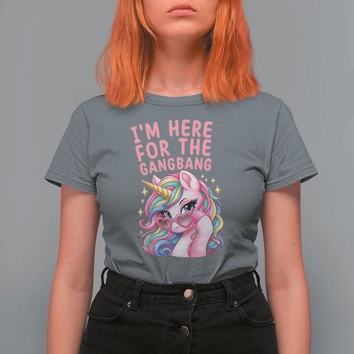 Funny Adult Humor T Shirt For Women I Am Here For The Gangb*ng
