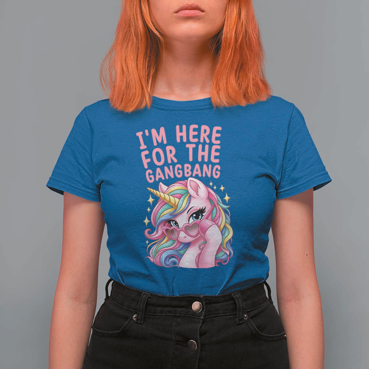 Funny Adult Humor T Shirt For Women I Am Here For The Gangb*ng
