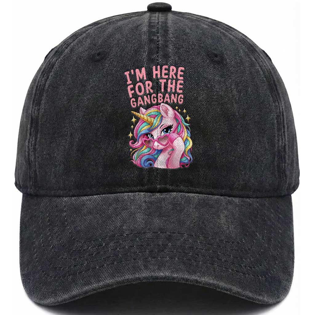 Funny Adult Humor Washed Cotton Baseball Cap I Am Here For The Gangb*ng