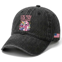 Funny Adult Humor Washed Cotton Baseball Cap I Am Here For The Gangb*ng