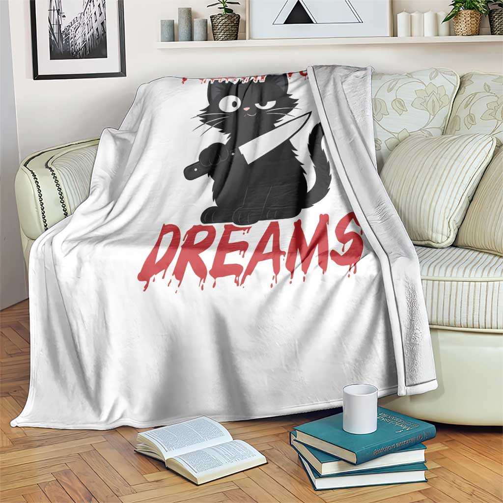 Killer Black Cat Halloween Throw Blanket Follow Your Dreams - Wonder Print Shop