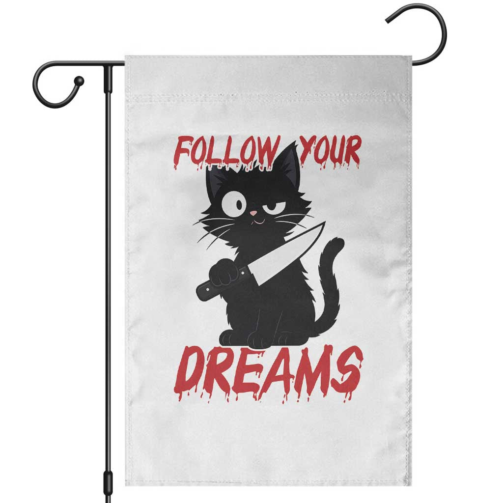 Killer Black Cat Halloween Garden Flag Follow Your Dreams - Wonder Print Shop