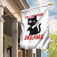 Killer Black Cat Halloween Garden Flag Follow Your Dreams - Wonder Print Shop