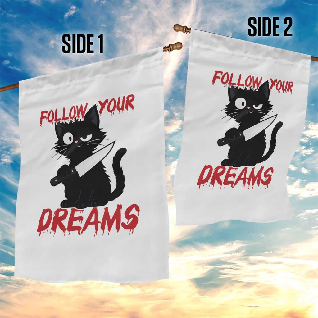 Killer Black Cat Halloween Garden Flag Follow Your Dreams - Wonder Print Shop