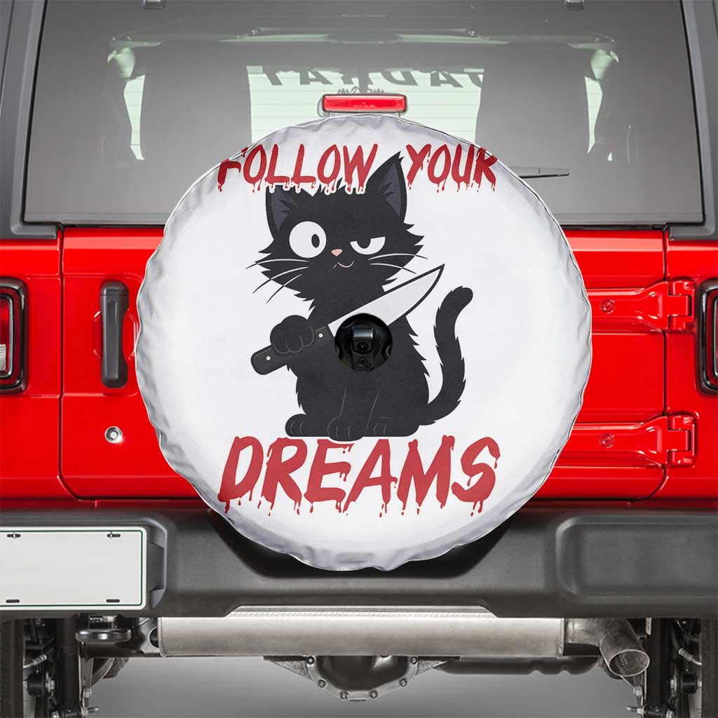 Killer Black Cat Halloween Spare Tire Cover Follow Your Dreams - Wonder Print Shop