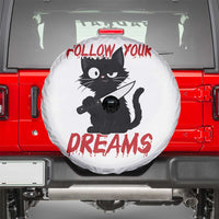 Killer Black Cat Halloween Spare Tire Cover Follow Your Dreams - Wonder Print Shop
