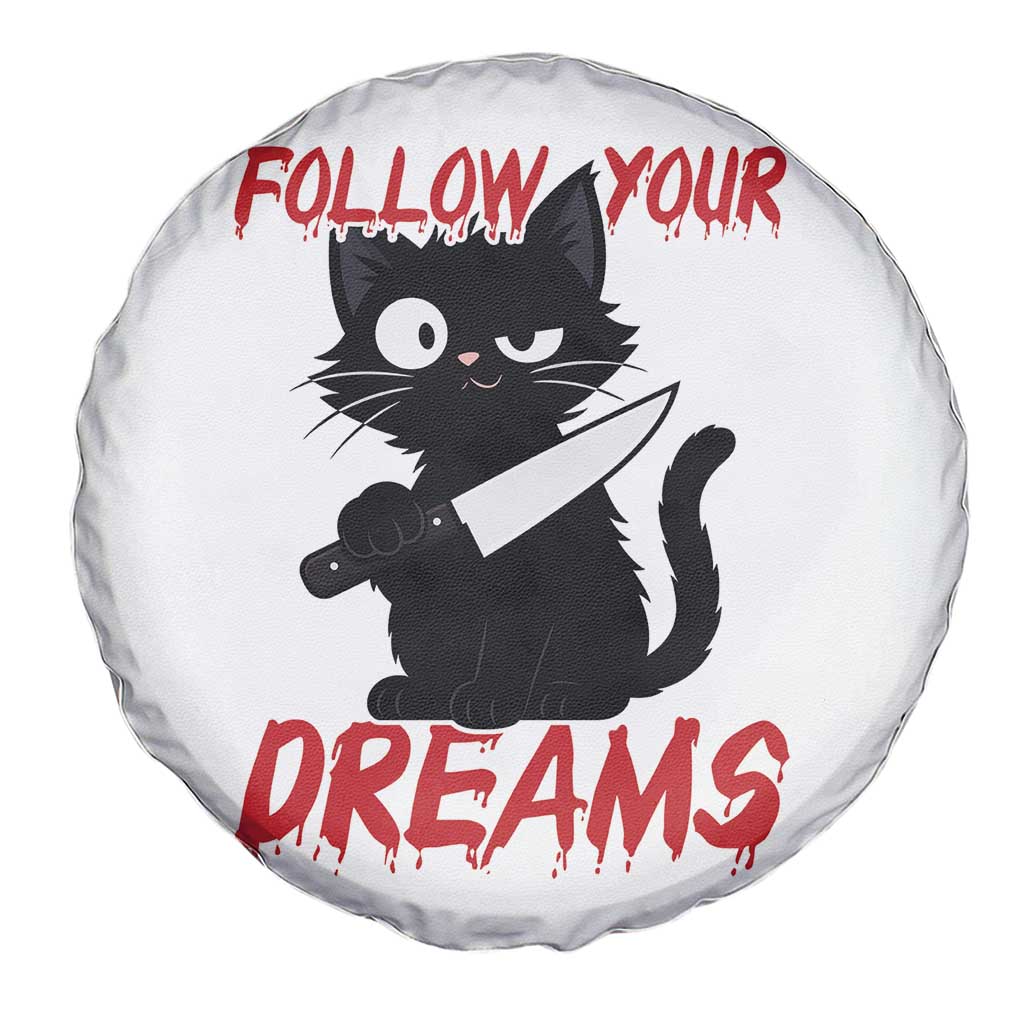 Killer Black Cat Halloween Spare Tire Cover Follow Your Dreams - Wonder Print Shop