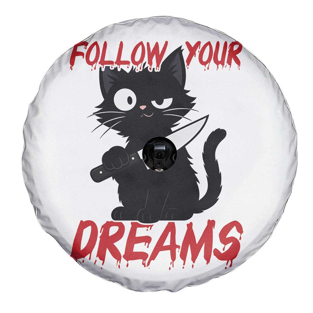 Killer Black Cat Halloween Spare Tire Cover Follow Your Dreams - Wonder Print Shop