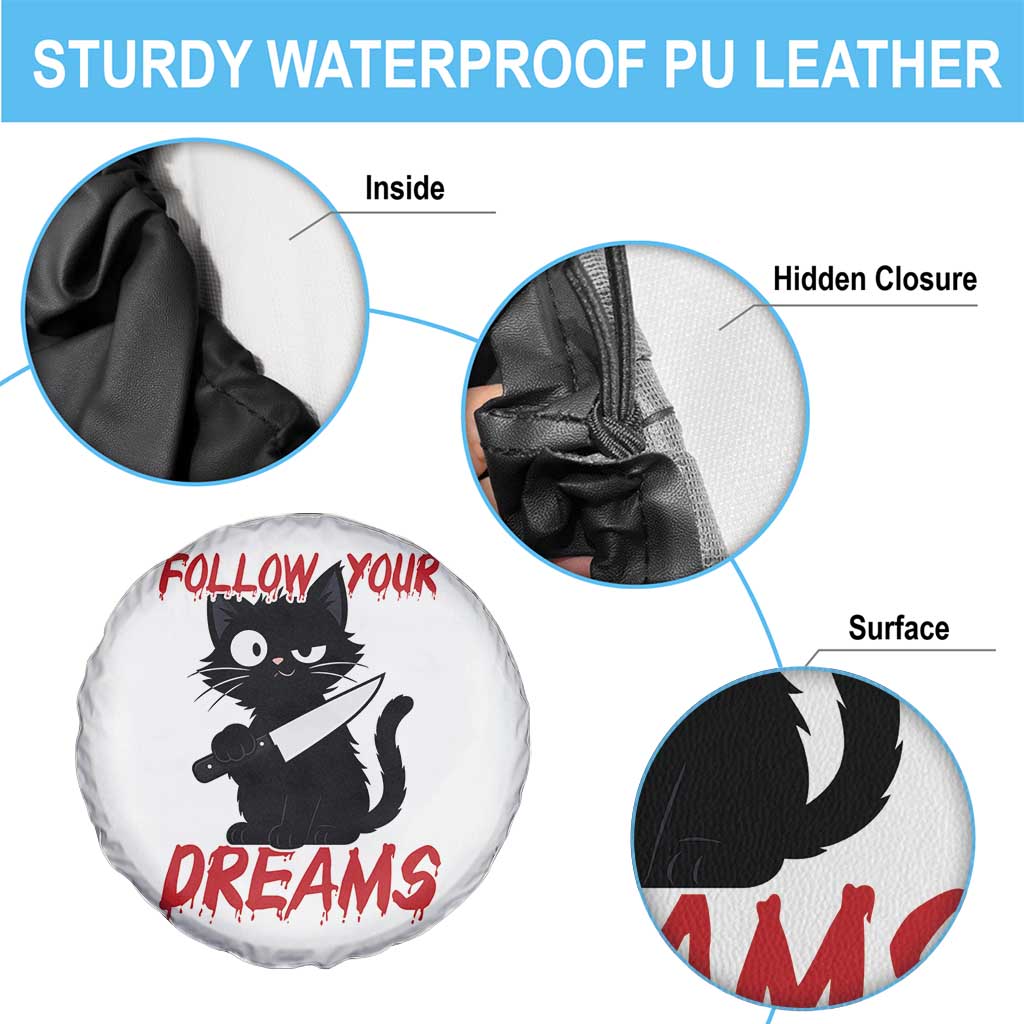 Killer Black Cat Halloween Spare Tire Cover Follow Your Dreams - Wonder Print Shop