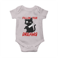 Killer Black Cat Halloween Baby Onesie Follow Your Dreams - Wonder Print Shop