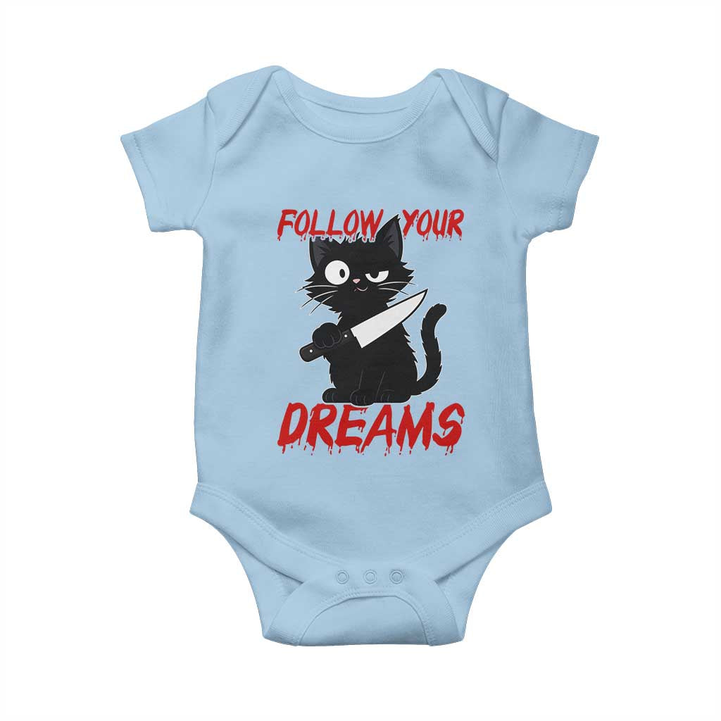 Killer Black Cat Halloween Baby Onesie Follow Your Dreams - Wonder Print Shop