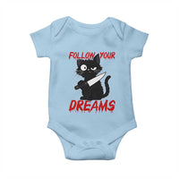 Killer Black Cat Halloween Baby Onesie Follow Your Dreams - Wonder Print Shop