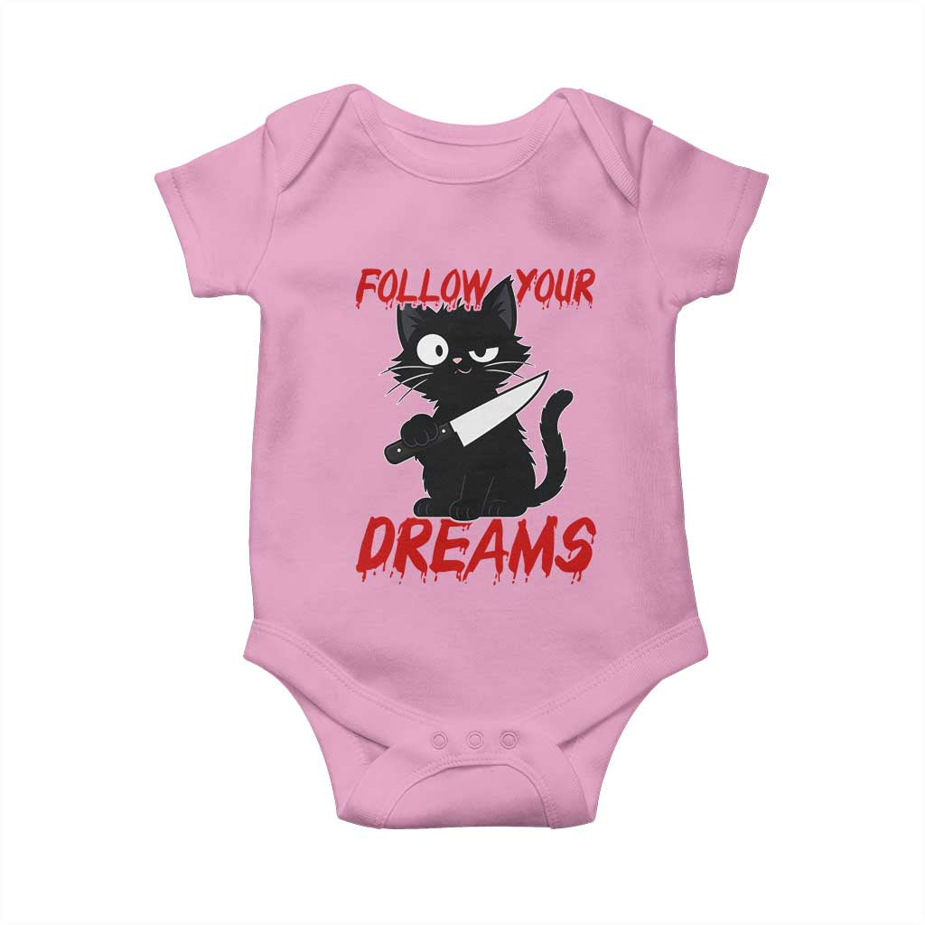 Killer Black Cat Halloween Baby Onesie Follow Your Dreams - Wonder Print Shop