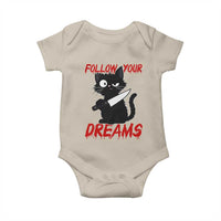Killer Black Cat Halloween Baby Onesie Follow Your Dreams - Wonder Print Shop