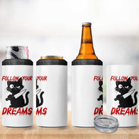 Killer Black Cat Halloween 4 in 1 Can Cooler Tumbler Follow Your Dreams