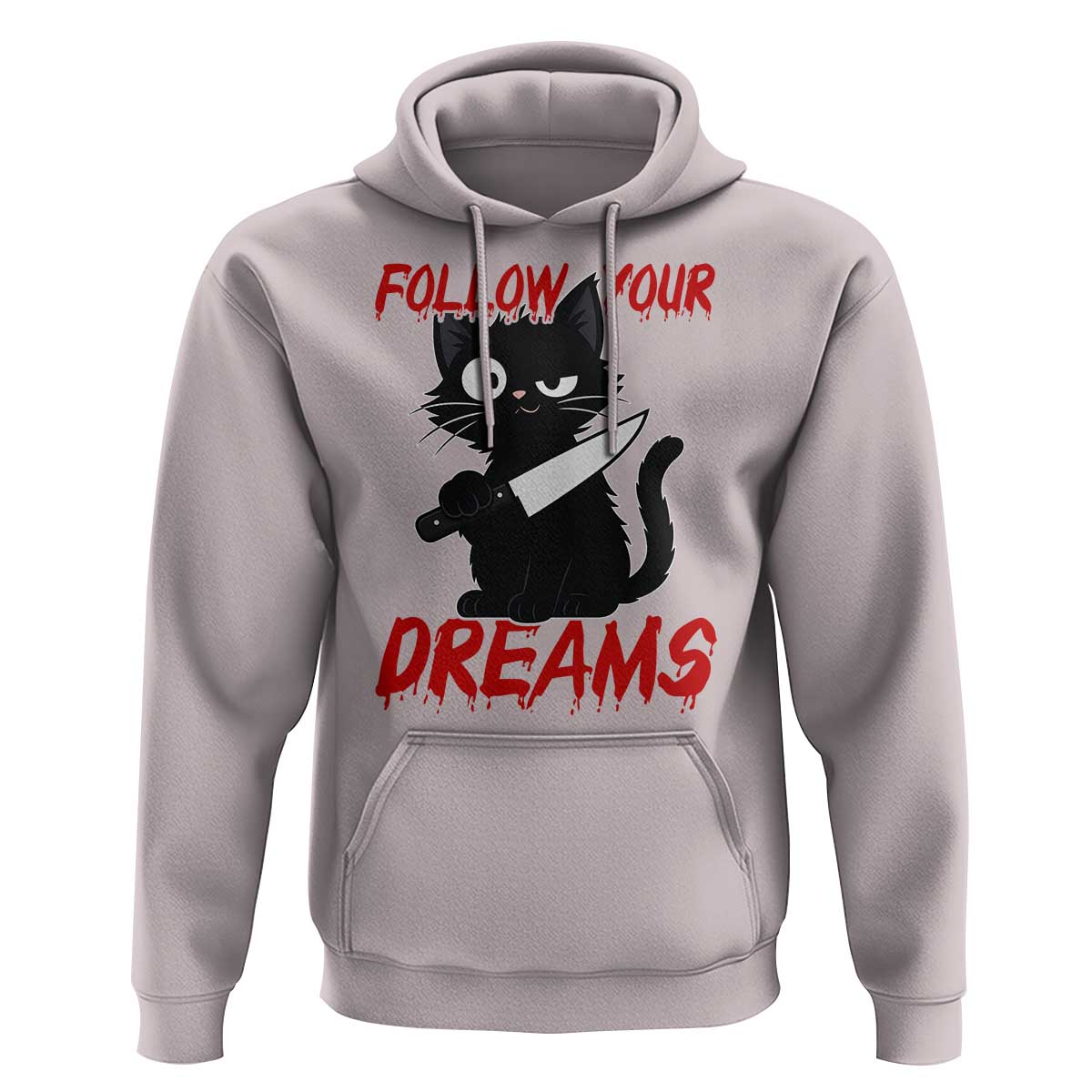 Killer Black Cat Halloween Hoodie Follow Your Dreams - Wonder Print Shop