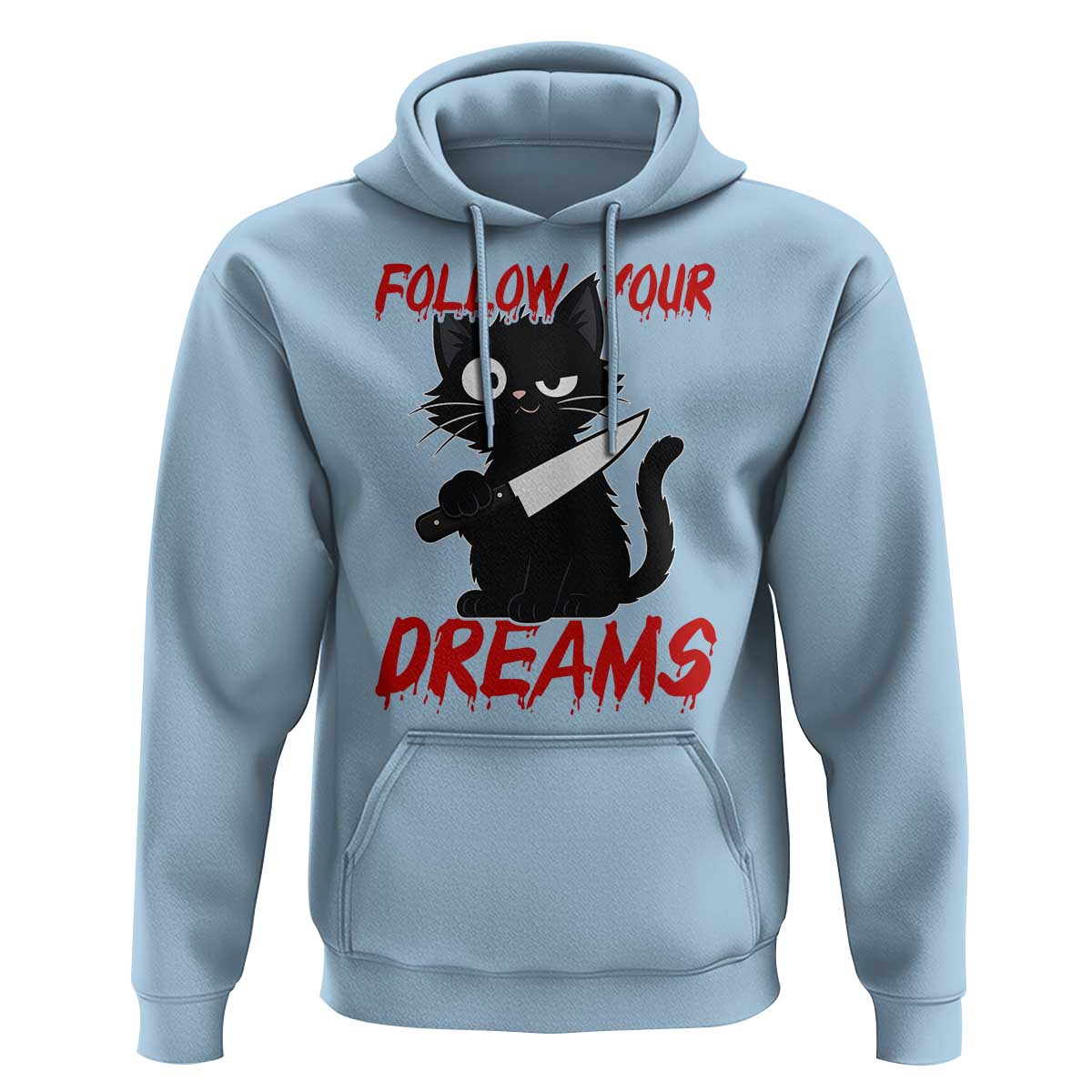 Killer Black Cat Halloween Hoodie Follow Your Dreams - Wonder Print Shop
