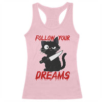 Killer Black Cat Halloween Racerback Tank Top Follow Your Dreams - Wonder Print Shop