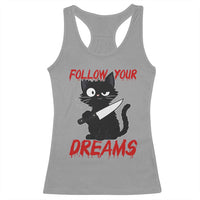 Killer Black Cat Halloween Racerback Tank Top Follow Your Dreams - Wonder Print Shop