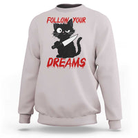 Killer Black Cat Halloween Sweatshirt Follow Your Dreams - Wonder Print Shop