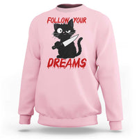 Killer Black Cat Halloween Sweatshirt Follow Your Dreams - Wonder Print Shop