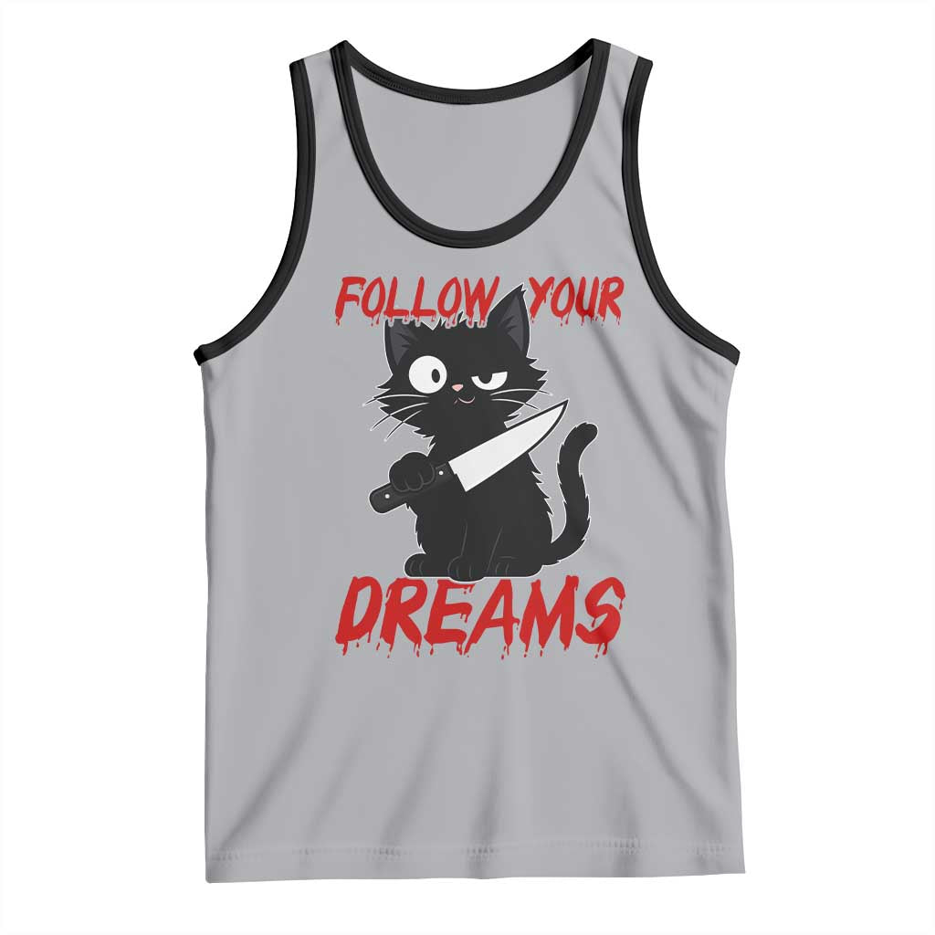 Killer Black Cat Halloween Tank Top Follow Your Dreams - Wonder Print Shop