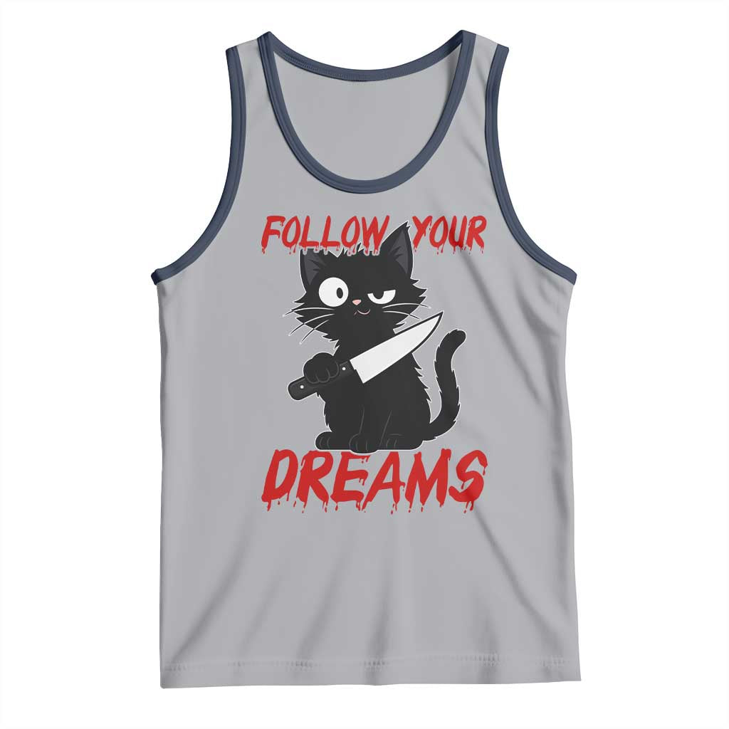 Killer Black Cat Halloween Tank Top Follow Your Dreams - Wonder Print Shop