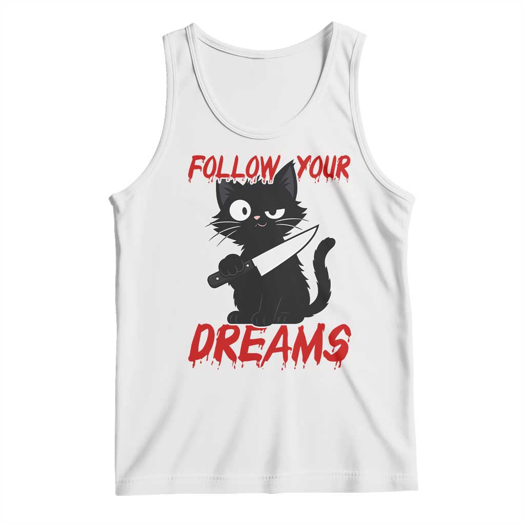 Killer Black Cat Halloween Tank Top Follow Your Dreams - Wonder Print Shop