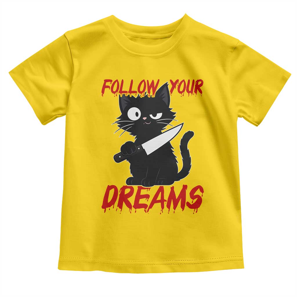 Killer Black Cat Halloween Toddler T Shirt Follow Your Dreams - Wonder Print Shop
