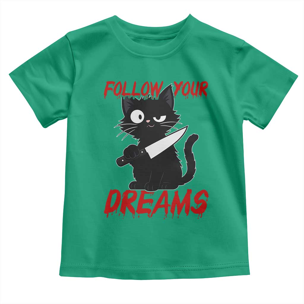 Killer Black Cat Halloween Toddler T Shirt Follow Your Dreams - Wonder Print Shop