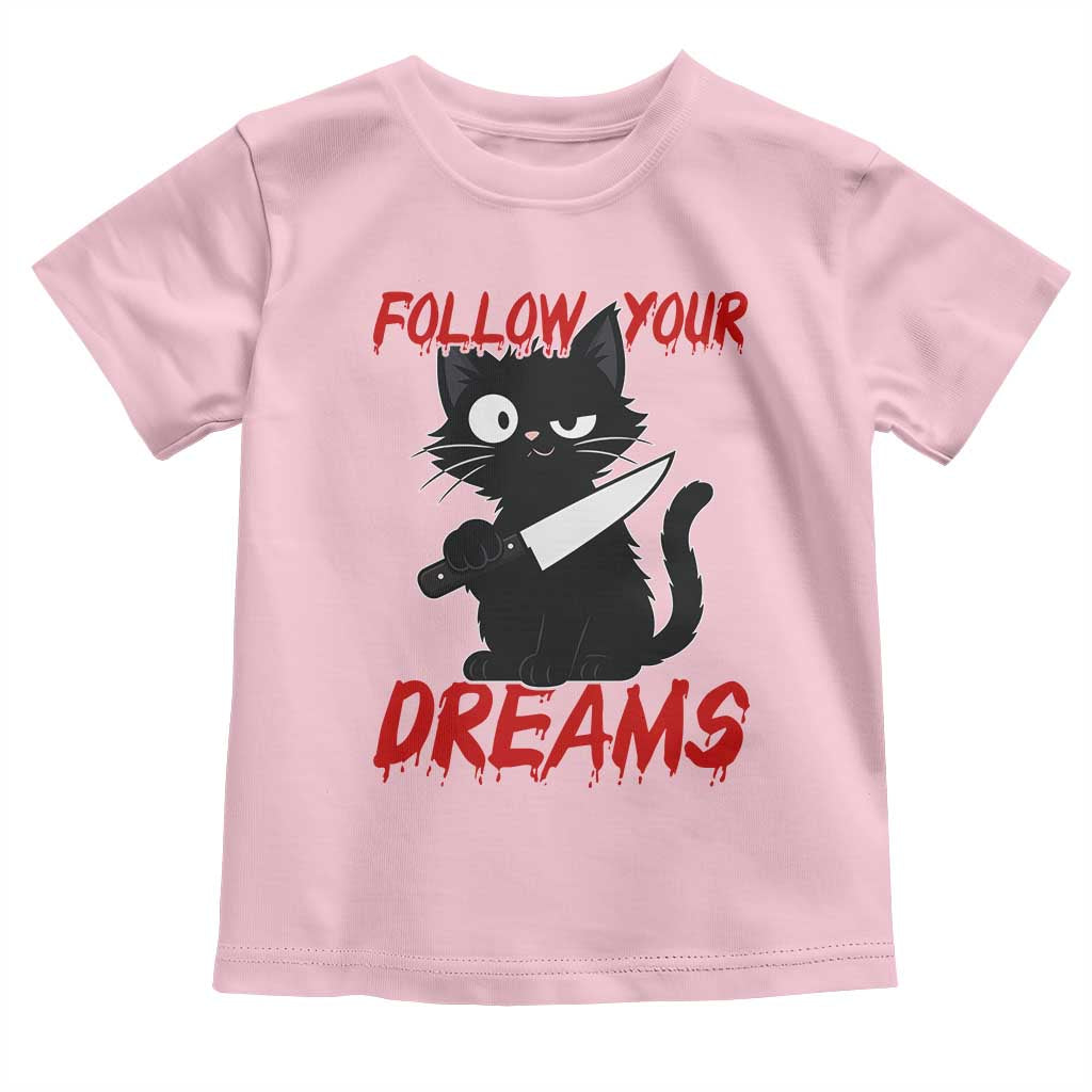 Killer Black Cat Halloween Toddler T Shirt Follow Your Dreams - Wonder Print Shop