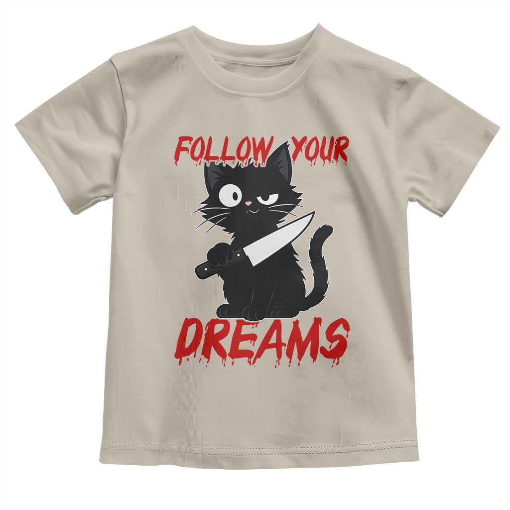 Killer Black Cat Halloween Toddler T Shirt Follow Your Dreams - Wonder Print Shop