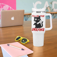 Killer Black Cat Halloween Tumbler With Handle Follow Your Dreams