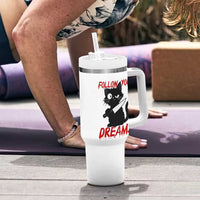 Killer Black Cat Halloween Tumbler With Handle Follow Your Dreams