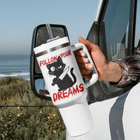 Killer Black Cat Halloween Tumbler With Handle Follow Your Dreams