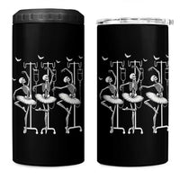 Emergency Room RN Nurse Halloween 4 in 1 Can Cooler Tumbler Dancing Skeleton