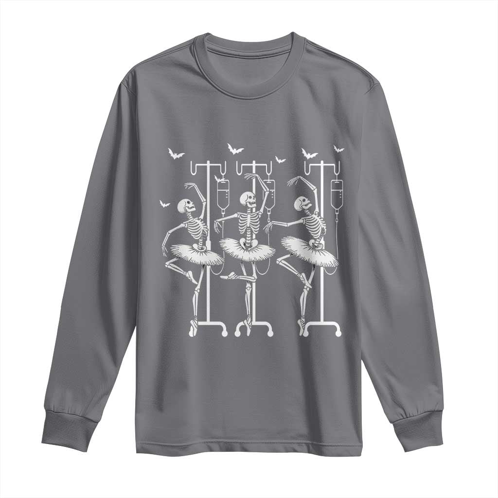 Emergency Room RN Nurse Halloween Long Sleeve Shirt Dancing Skeleton - Wonder Print Shop