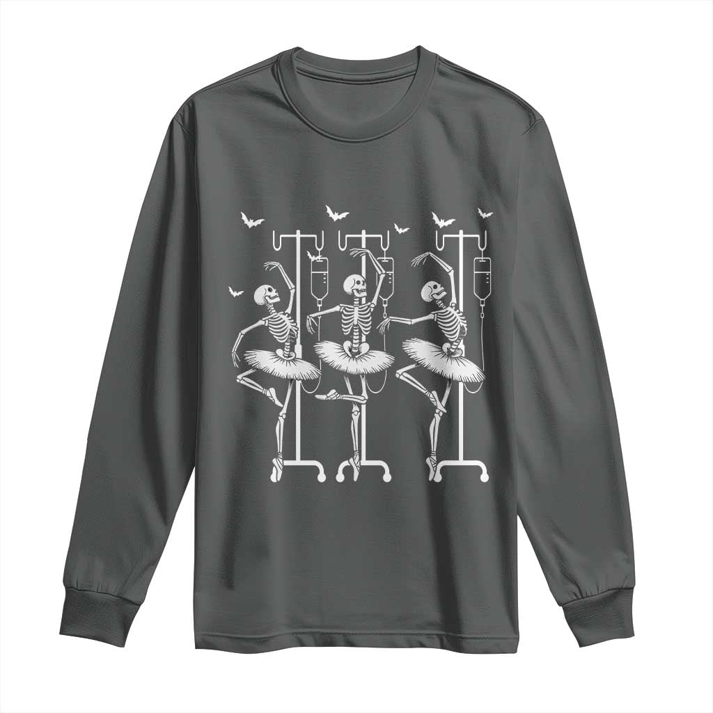 Emergency Room RN Nurse Halloween Long Sleeve Shirt Dancing Skeleton - Wonder Print Shop