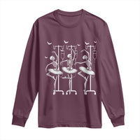 Emergency Room RN Nurse Halloween Long Sleeve Shirt Dancing Skeleton - Wonder Print Shop