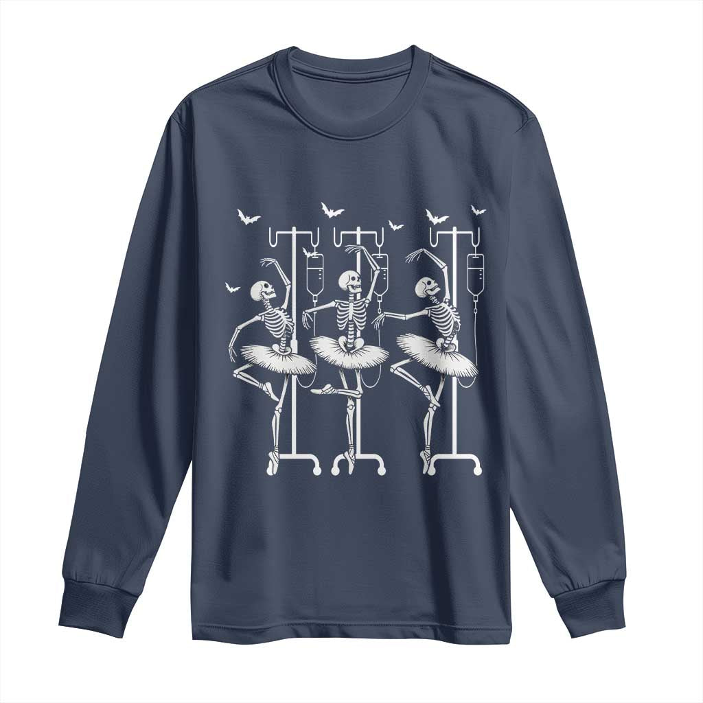 Emergency Room RN Nurse Halloween Long Sleeve Shirt Dancing Skeleton - Wonder Print Shop