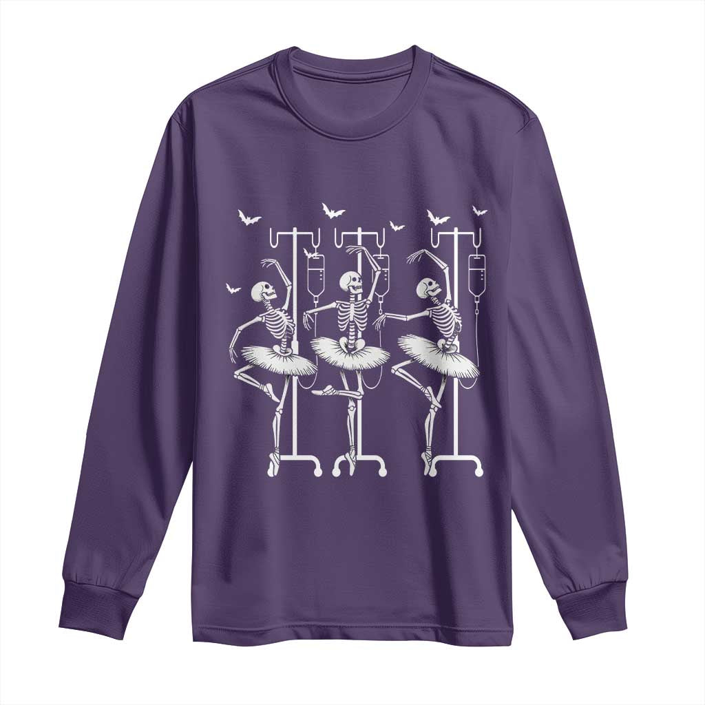 Emergency Room RN Nurse Halloween Long Sleeve Shirt Dancing Skeleton - Wonder Print Shop