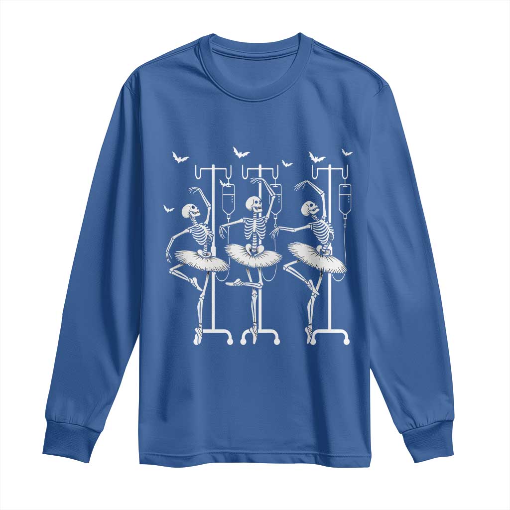 Emergency Room RN Nurse Halloween Long Sleeve Shirt Dancing Skeleton - Wonder Print Shop