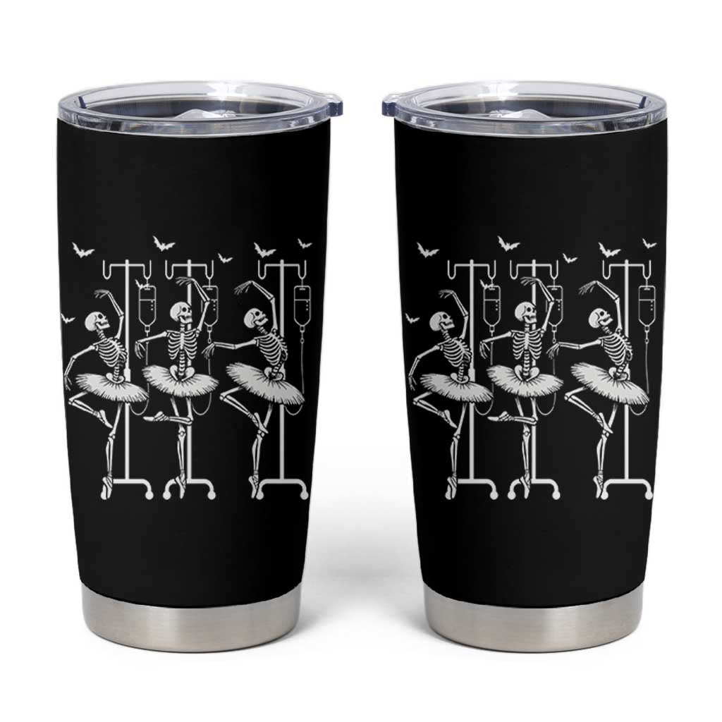 Emergency Room RN Nurse Halloween Tumbler Cup Dancing Skeleton