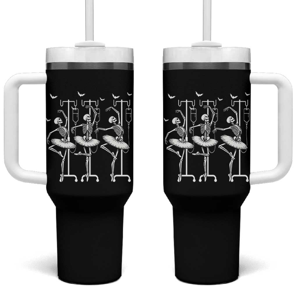 Emergency Room RN Nurse Halloween Tumbler With Handle Dancing Skeleton