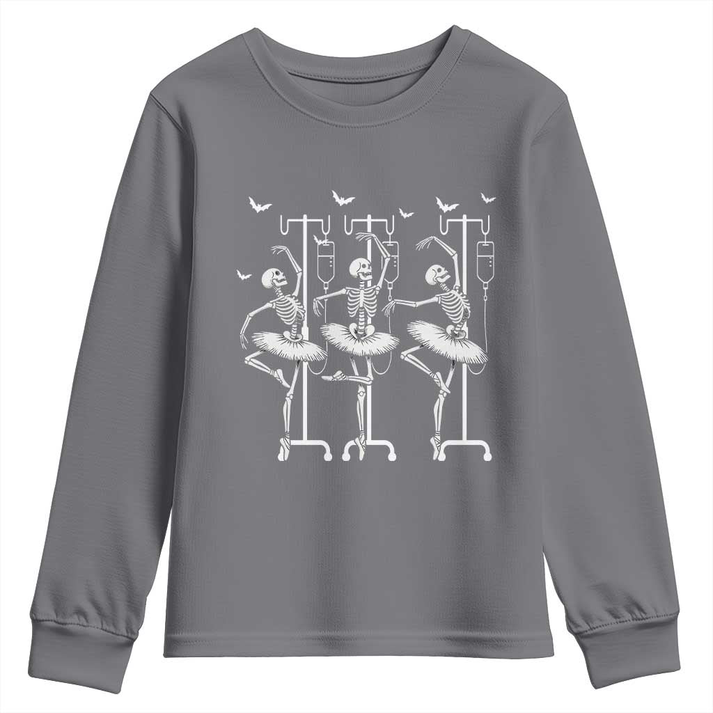 Emergency Room RN Nurse Halloween Youth Sweatshirt Dancing Skeleton - Wonder Print Shop