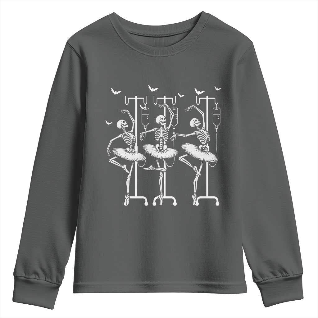 Emergency Room RN Nurse Halloween Youth Sweatshirt Dancing Skeleton - Wonder Print Shop